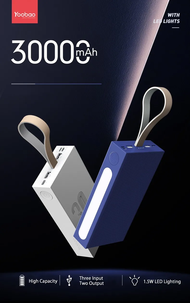 Yoobao 30e 30000 Mah Ultra High Capacity Portable Power Bank Three Input Two Output Led Illumination Power Bank View Portable Power Bank Charger Yoobao Product Details From Shenzhen Yoobao Techonology Co Ltd