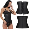 Large 9 Steel Bone Latex Waist Cincher Internal Hooks Zipper front