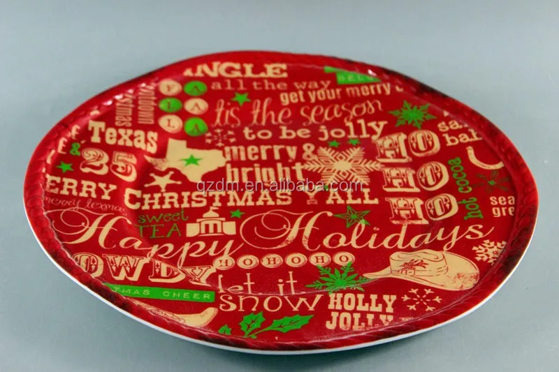 Xmas Design Melamine Irregular Shape Dinner Plate Christmas Plate