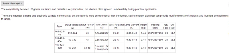 uv light ballast
