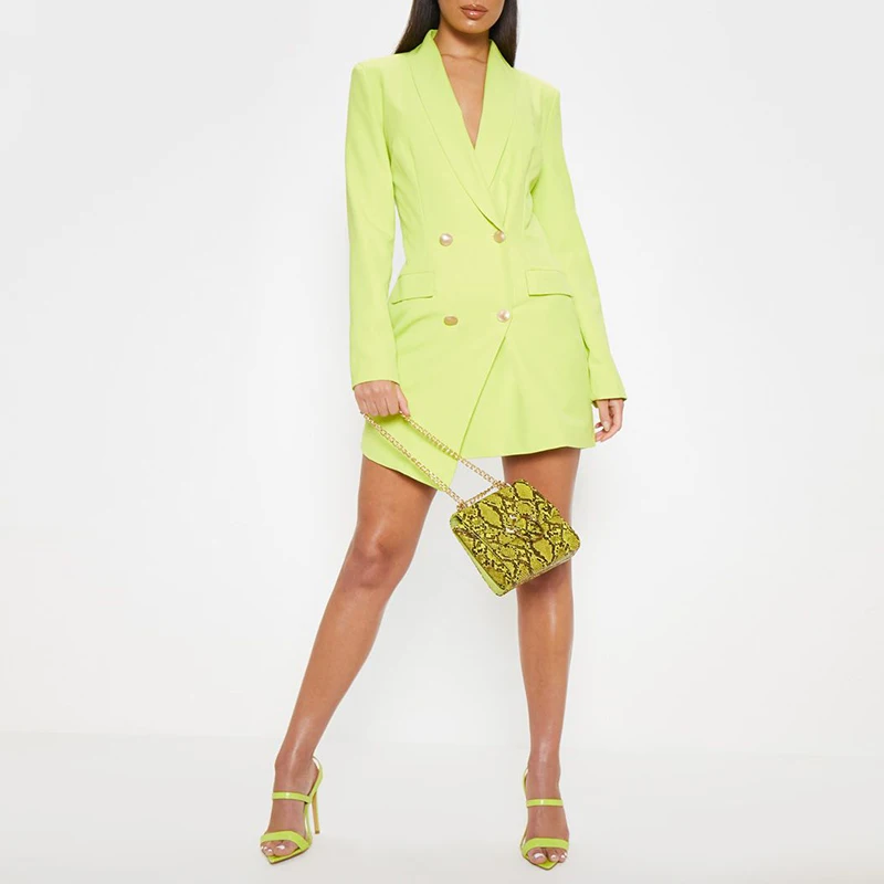 Neon fashion green blazer dress