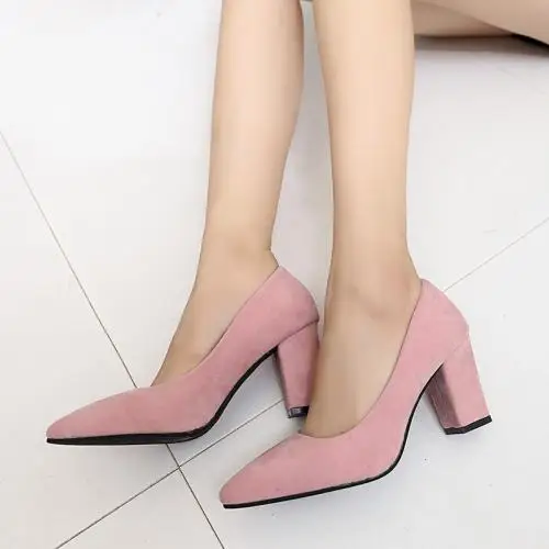 Women Shoe Heel Rubber & Pu Leather & Suede Platform High-heeled Shoes ...