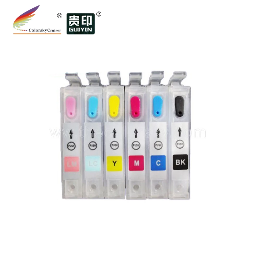 (RCE-801-806) refillable refill ink cartridge for Epson T0801 - 806 80 801 Stylus Photo PX820FWD PX830FWD R265 R285 1 set