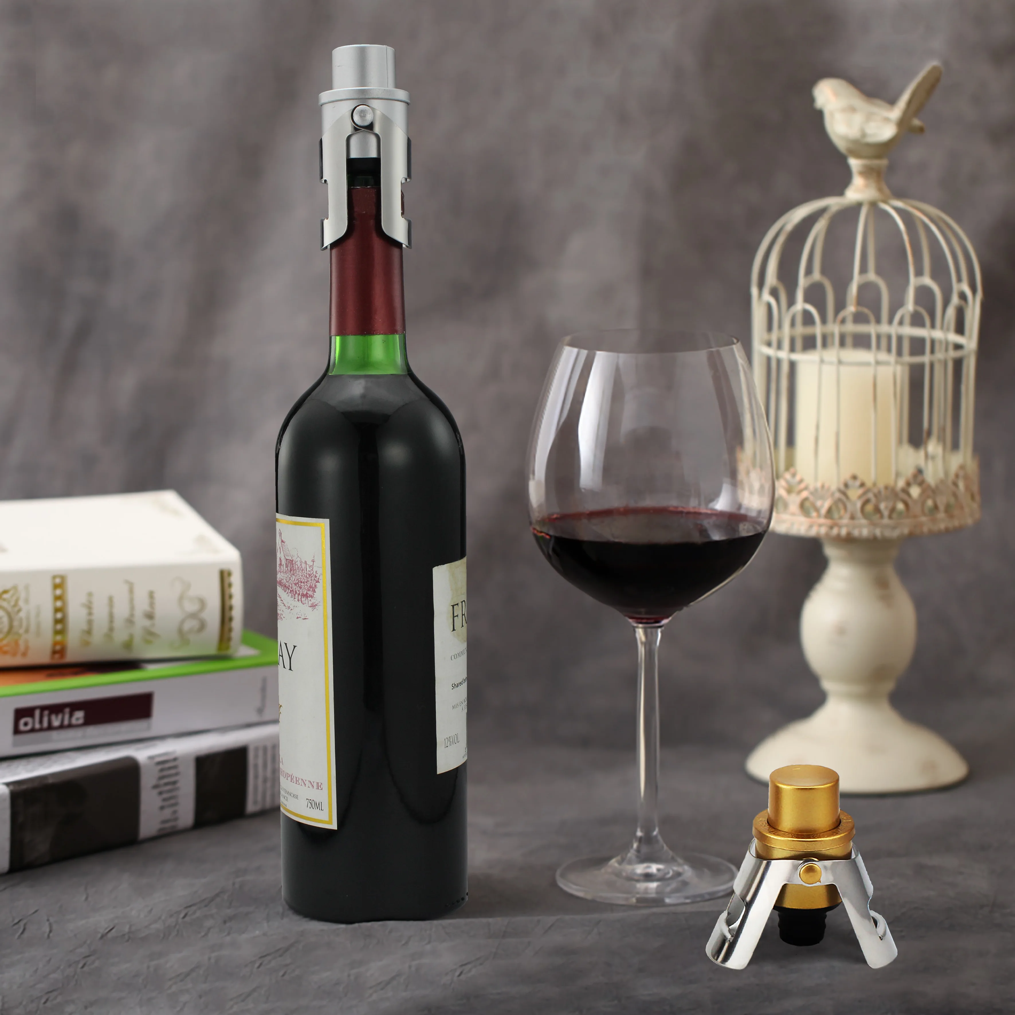 Plastic Champagne Bottle Stopper,Stainless Steel Type Inflatable Wine