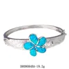 Hawaiian Style 925 Sterling Silver Flower Plumeria Bangle Bracelet,Silver Opal Bangle