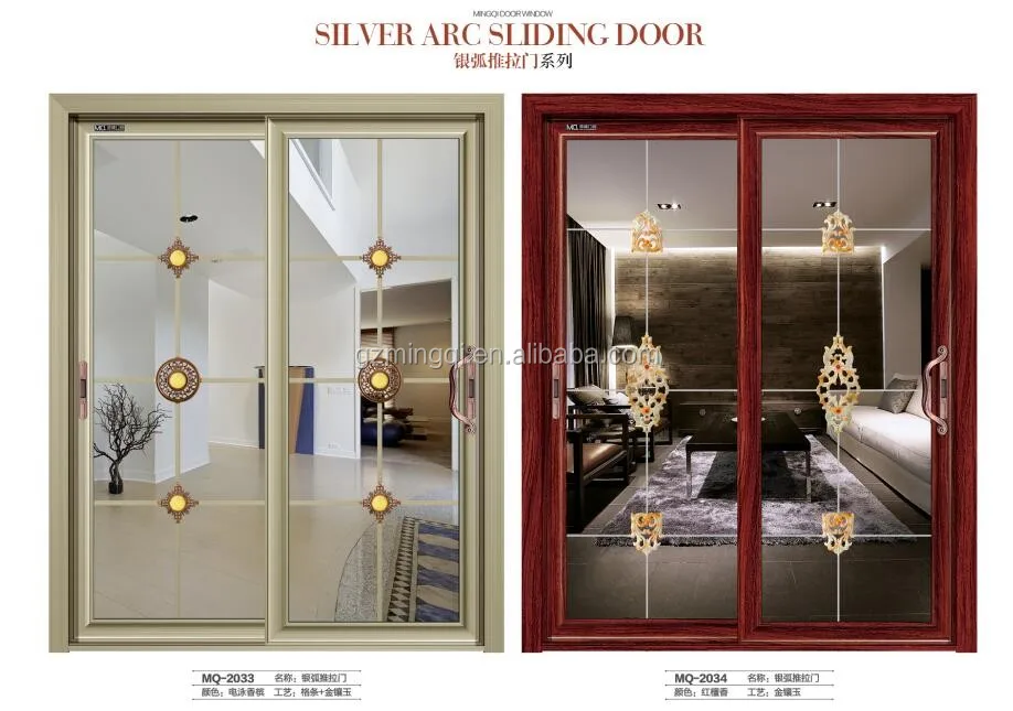 Modern design interior aluminum double pane sliding glass doors