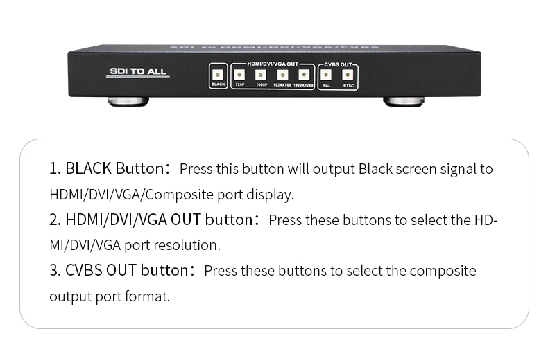 sdi to hdmi vga dvi cvbs scaler converter