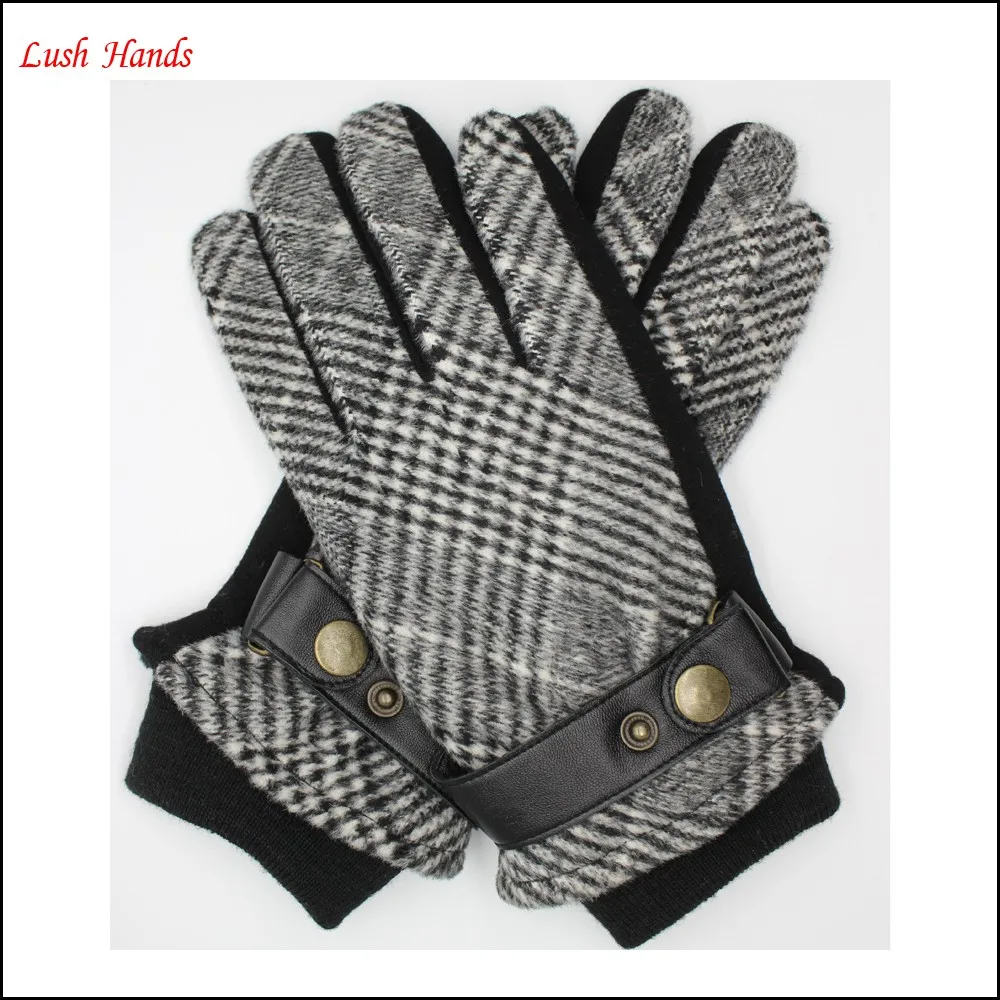 New style men's gloves made by black and white fabric and spandex velvet gloves