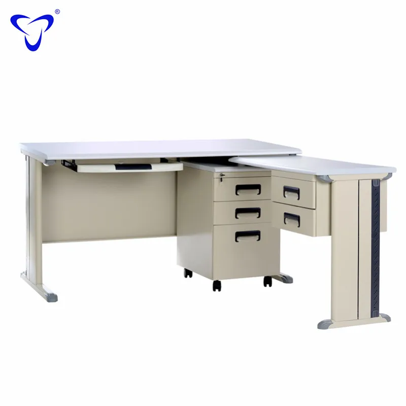 Commercial Office Furniture Executive Workstation Wooden Top Steel