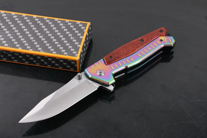 production name multi color folding pocket knife titanium