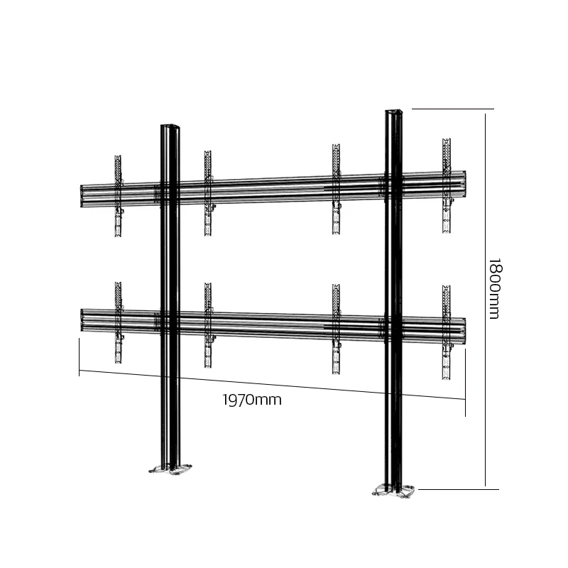 Quad Monitors Stable Wall Mounted TV Holder With Cable Management