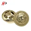 China manufacturer custom embossed lion head logo 26.5mm brass metal gold sewing uniform military shank buttons