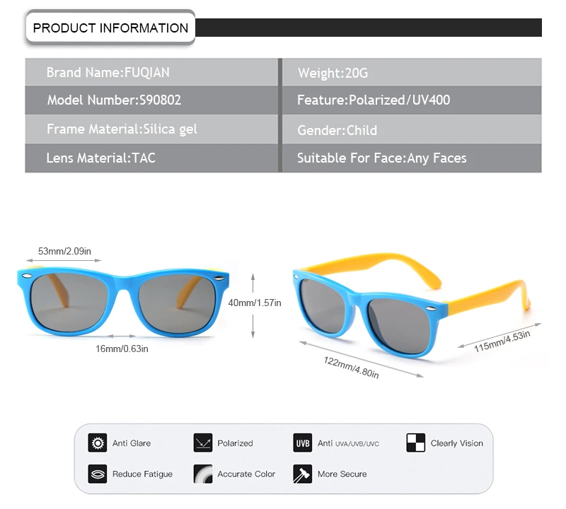 Fashion Children Sunglasses Boys Girls Kids Polarized Sun Glasses TR90 Silicone Safety Glasses Baby Eyewear UV400 Oculos