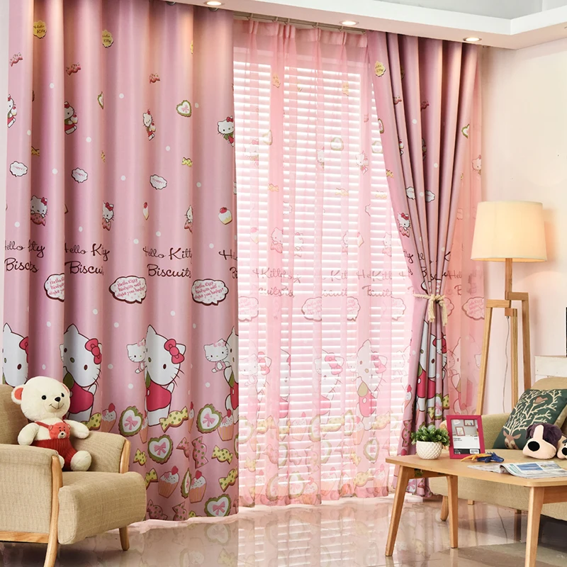 Cute Hello Kitty Cartoon Printed Curtains For Kids Baby Room Children Bedroom Living Room Curtain Drapes Panel Window Treatments Buy Children S Cartoon Pink Shading Curtain Hello Kitty Girls Princess Bedroom Window