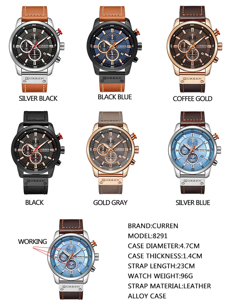 CURREN Brand Chronograph Quartz Watch Men Sports Watches Male Wrist Watch Clock relogio masculino