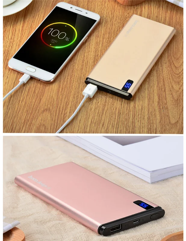 HOCO B25-10000 metal power bank portable energy source 10000mAh single USB DC5V 2.1A LED battery indicator display