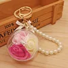 acrylic key chain preserved fresh flower customized bag purse charms car keychain ring metal keyring custom keyring