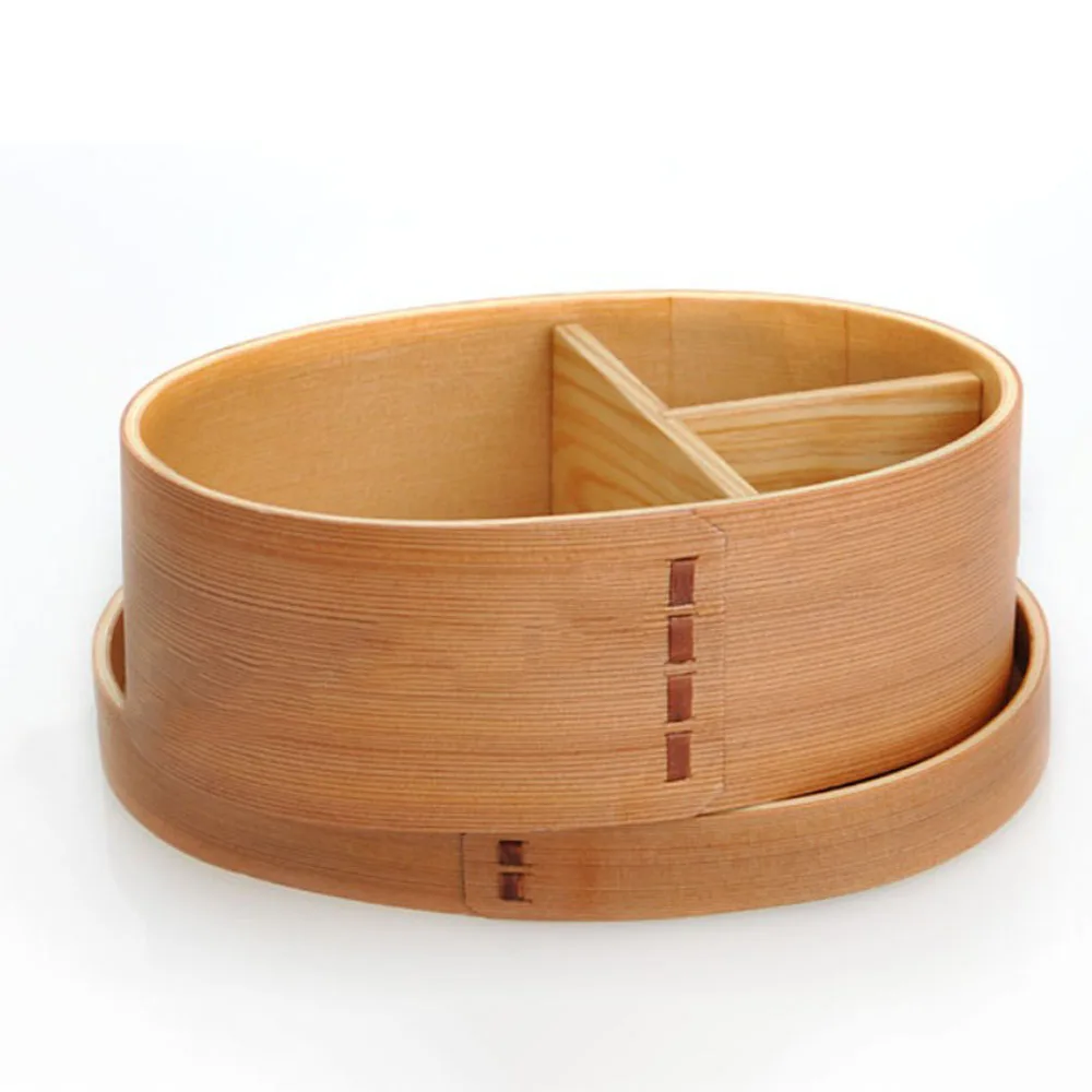 Fiambrera Japonesa De Madera Bento,Caja De Sushi De Madera Natural