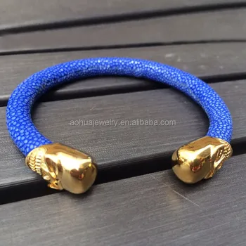 Oem Custom Blue Stingray Cuff Bracelet Bangle Skull Oem Custom Blue Stingray Cuff Bracelet Bangle Skull For Mens