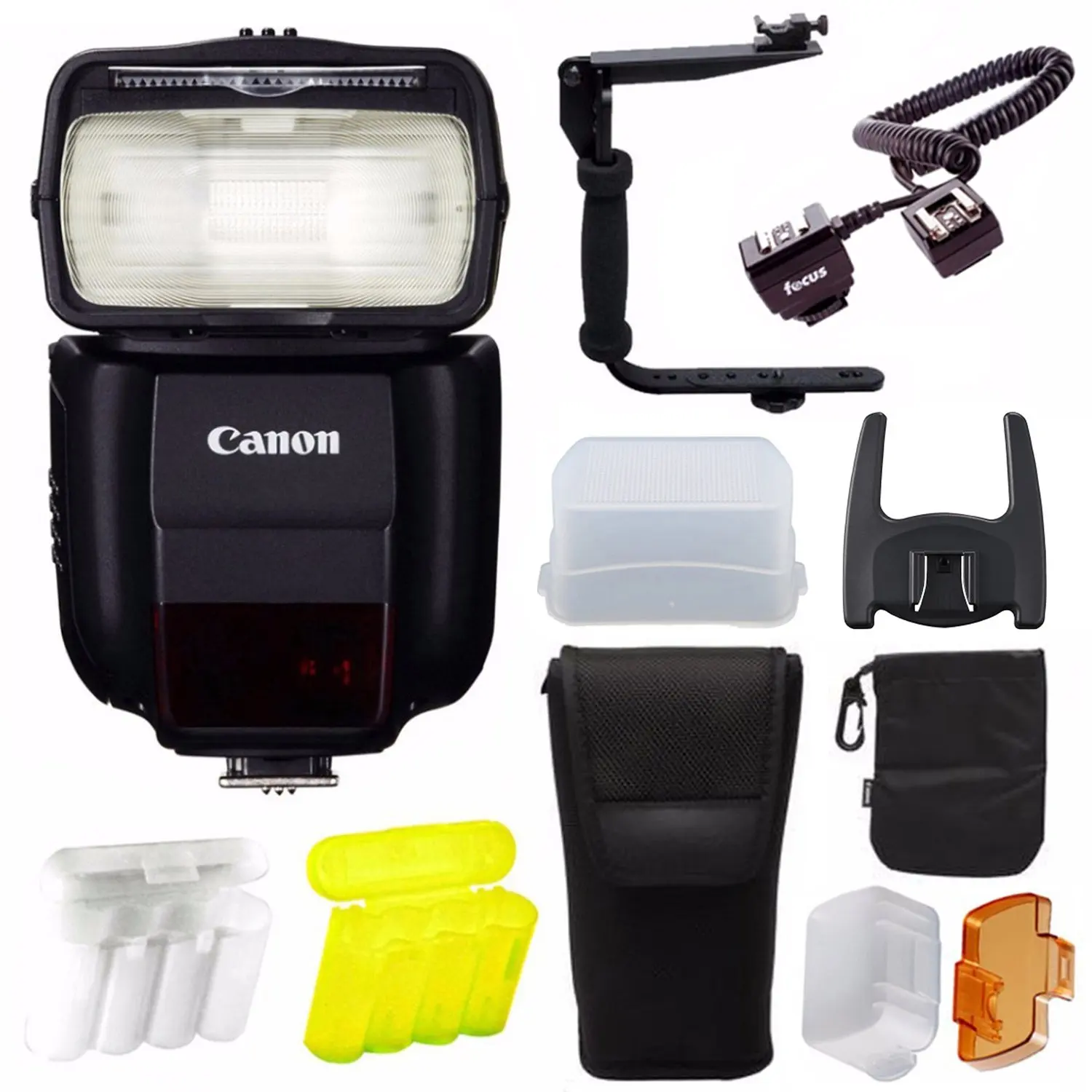 Canon Speedlite 430EX III-RT Guide Number 141 at ISO 100 Flashpoint TTL-Off Camera Flash Cord EOS 3 Bundle with 4 AA Ni-MH Batteries with Charger Mini SoftBox Diffuser