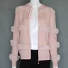 Knitting women fur decoration pullover real fur fashion winter warm coat