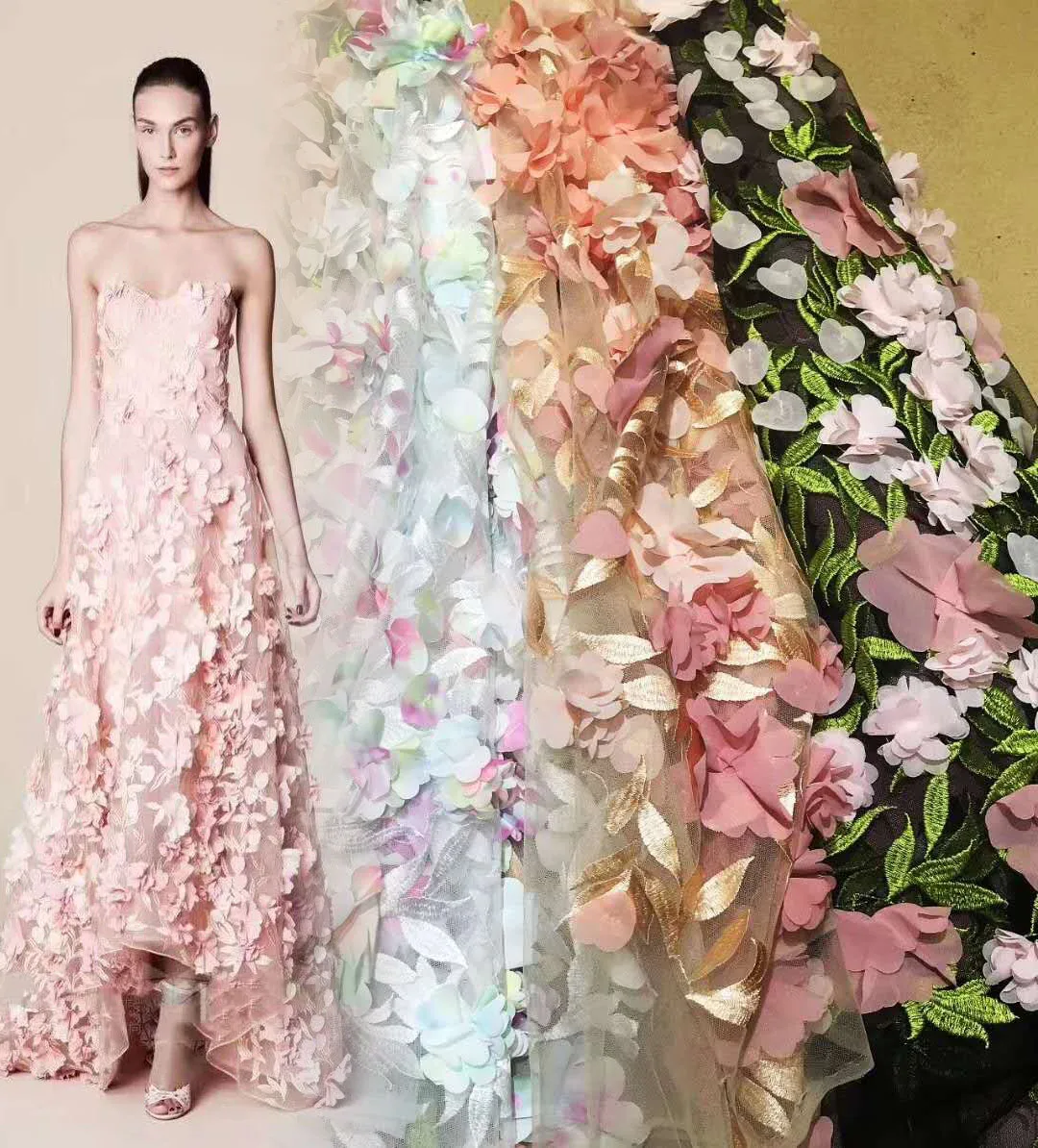 3d 花卉刺绣新娘蕾丝面料 - buy wholesale beaded wedding lace