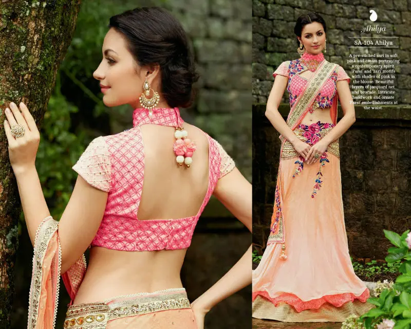 Peach Net Brasso Embroidered Reception Wear Lehenga Saree Buy