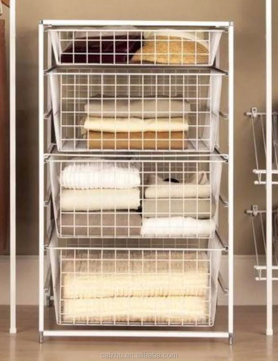 Metal Wire Closet Clothing Clothes Organizer Storage Rack Basket