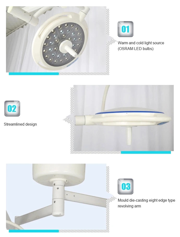 Double head ceiling surgical room led bulbs shadowless medical light