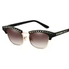 2019 new style pc leg brown rectangular shape frame pc hinge custom logo rhinestone sunglasses