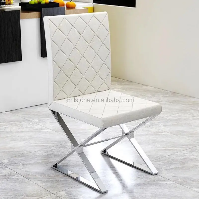 Upholstered stainless steel legs dining chair