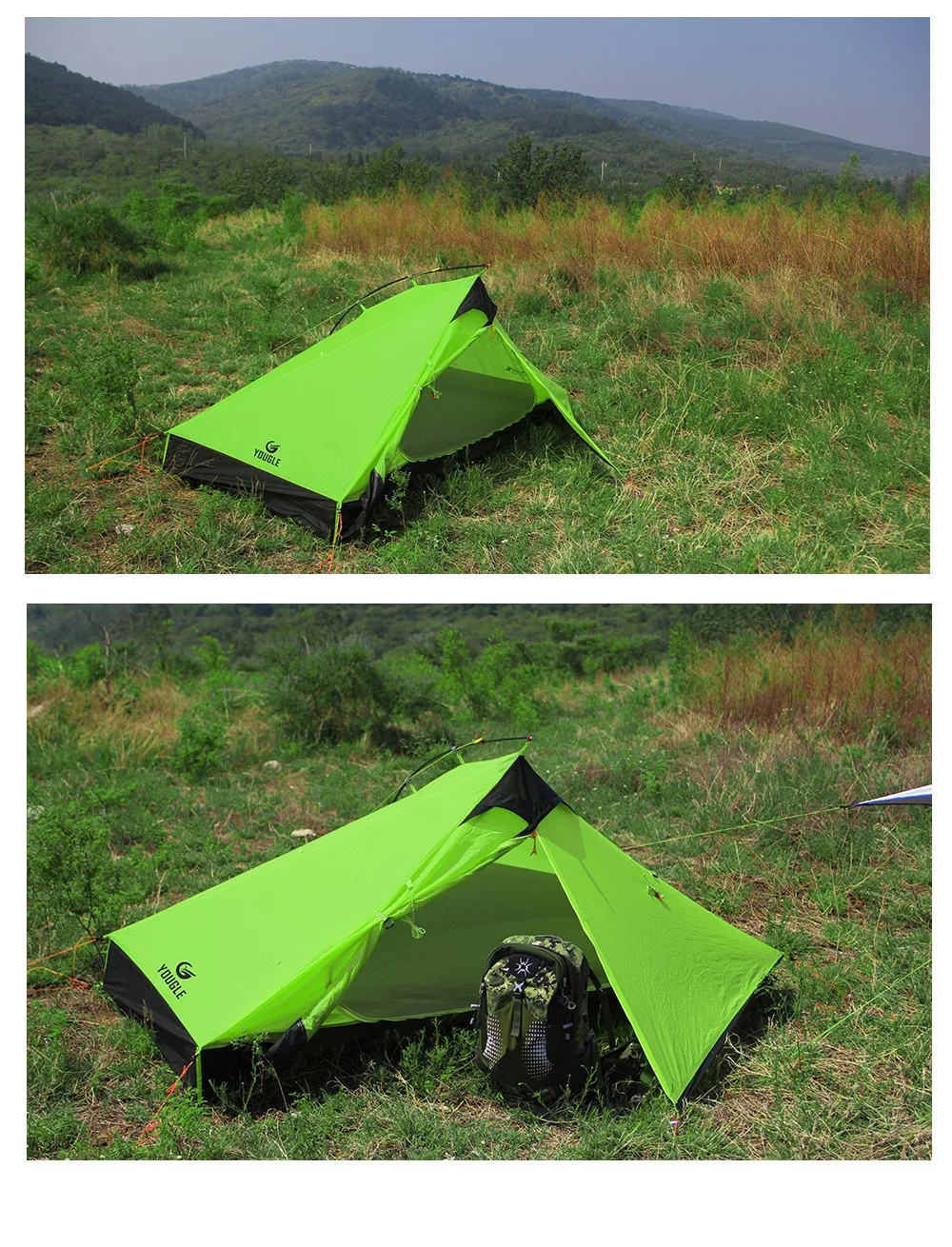 20d Single Layer 2 Men Two Person Backpacking Tent 3 Season For Camping
