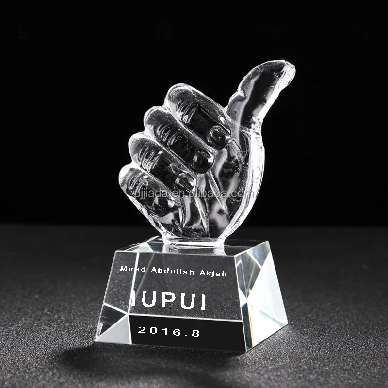 Wholesale Handshake Trophy Custom Competition Crystal Glass Trophy