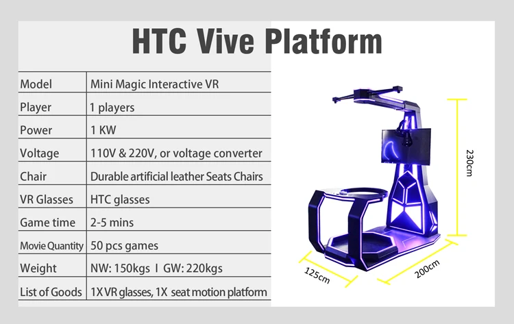 VART VR Manufacturer Mini HTC Standing VR Walking Interactive Game Simulator