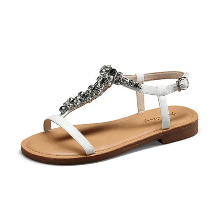 APTRO Womens Sandals Ladies Leather Flat Summer Flip Flops Bohemia Beach Sandals Comfy Sparkling Glitter Sandals 