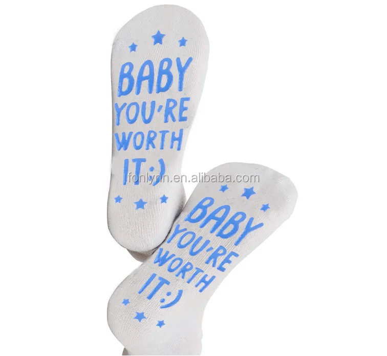 baby your are worth it Baby Shower Gift Mom To Be Pregnancy Present push ready womens socks with writing novelty socks