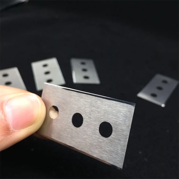 Surface Polished 3 Hole Film Cutting Tungsten Carbide Knife Razor Blade Buy 3 Hole Razor Blade