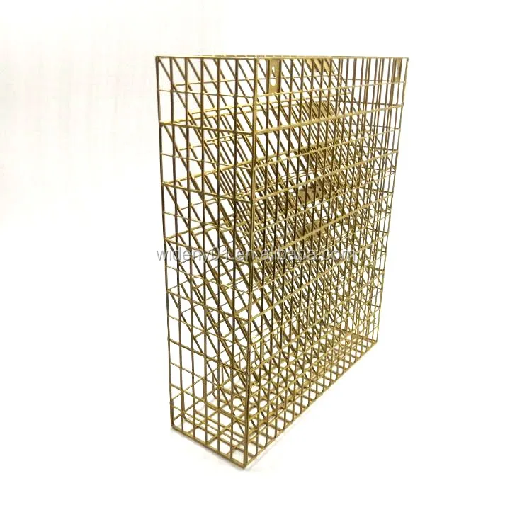 Office Stationery Organizer Gold 6 Tier Hanging Metal Wire Wall Mount