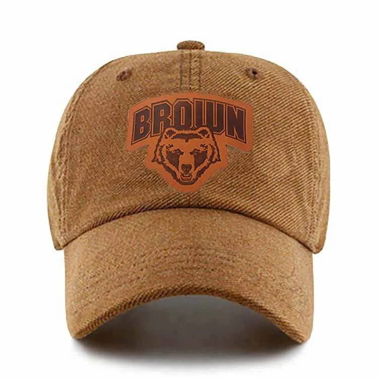 High Quality Custom Shape Animal Logo Heat Press Brown Genuine Leather Patches For Hats And 