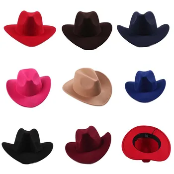 Wholesale Plain Wool Felt Cowboy Hat Promotional Western Mexican Hats