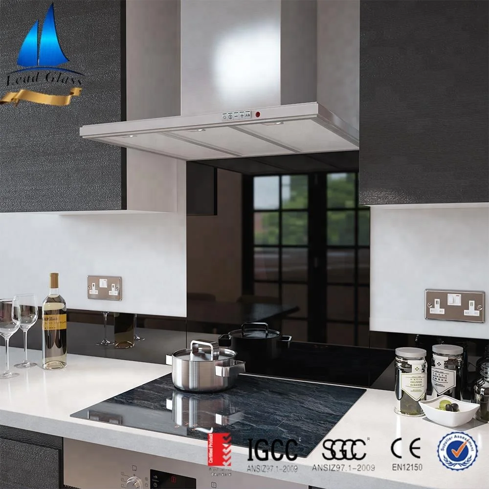 Black toughened safety glass splashback