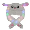 Animal Rabbit Head and Cute Funny Moving Ears Airbag LED Hat for Party
