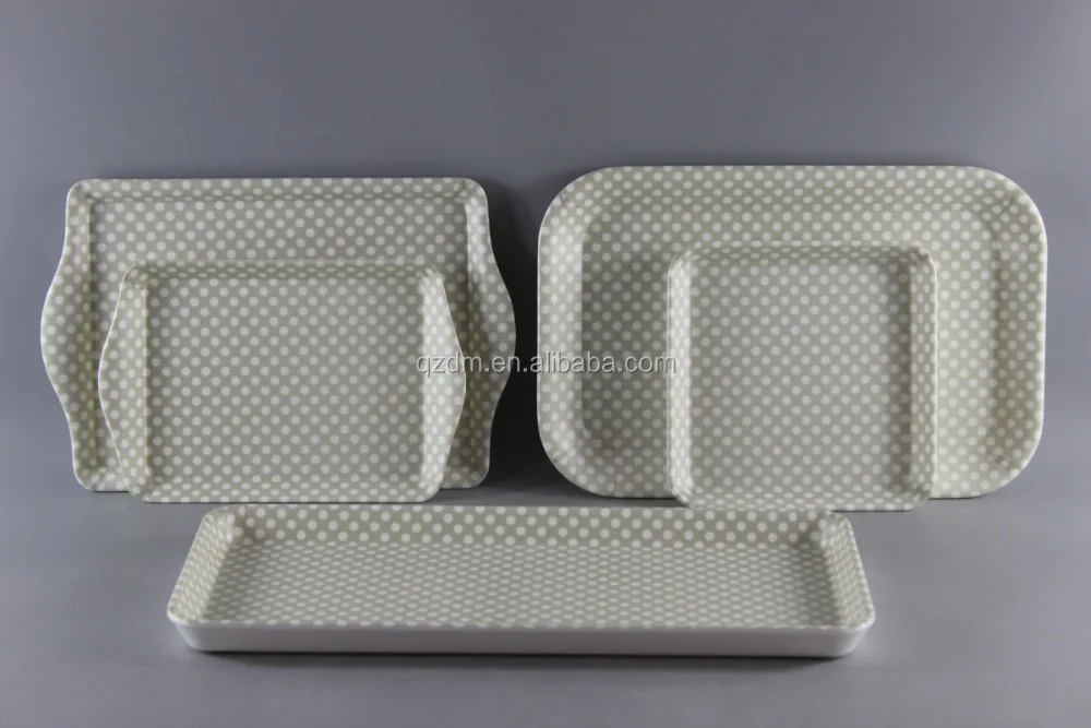 Dull Polish Surface Melamine Tray Set Of Different Shapes
