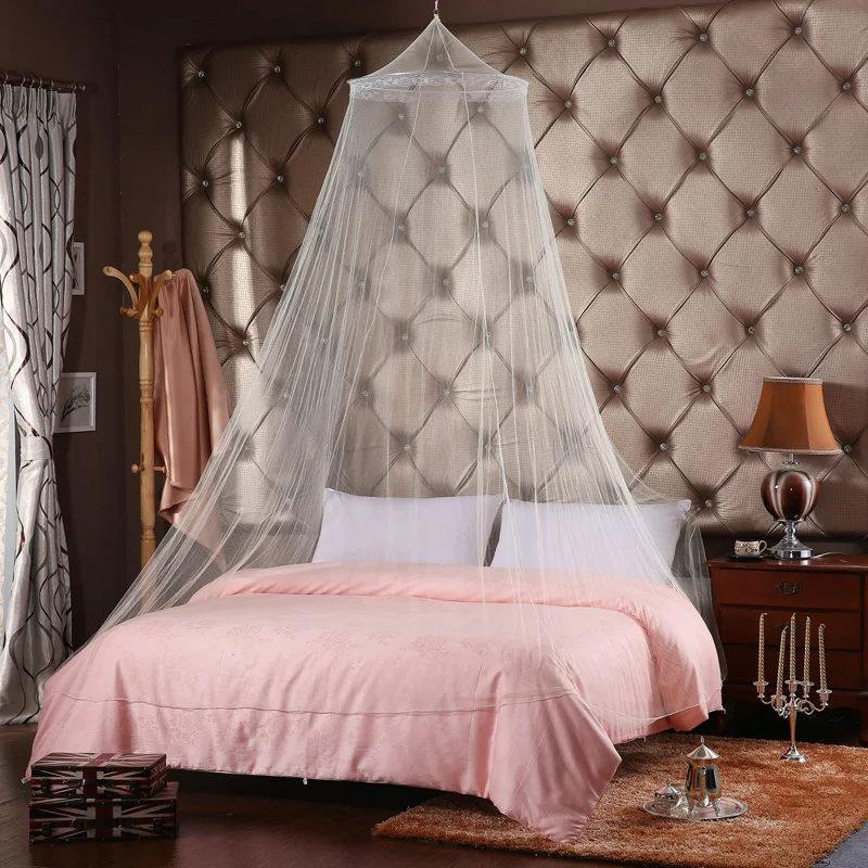 Luxury Home King Size Bed Mosquito Netting Round Top Fabric Mesh Double ...