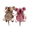 Cute design custom brown red soft plush animal stuffed mouse backpack for kids