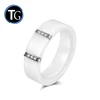 Nice white ceramic ring 925 silver goddess ring with stone