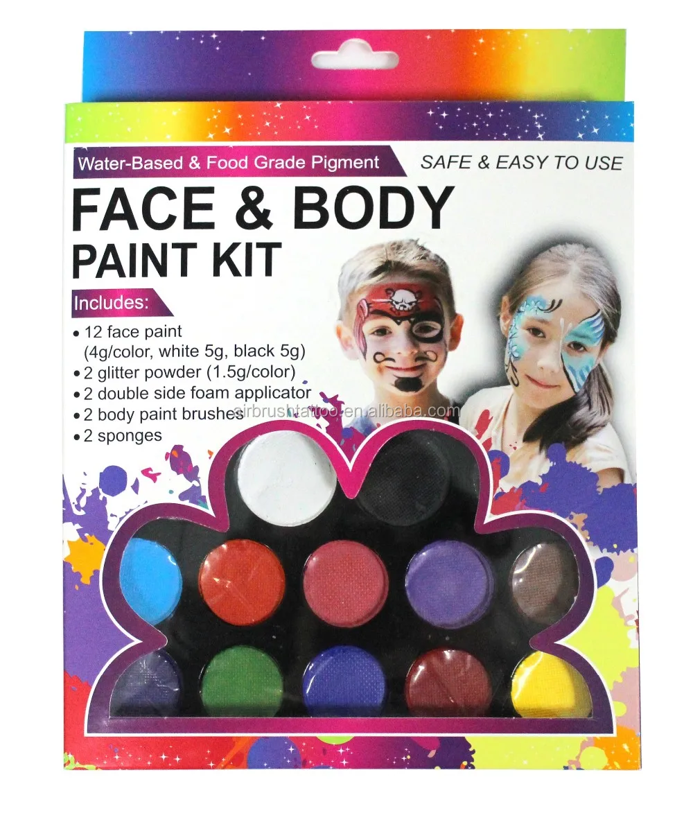 12 Colors Face Paint Kit + 32 Stencils,Fda Compliant,Non-toxic Paint ...