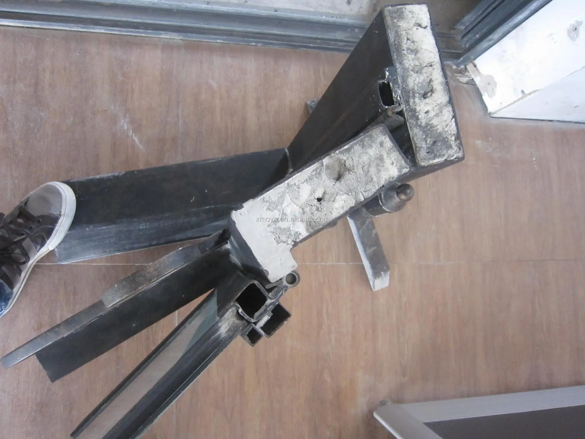 Wrought iron and glass sliding door frame design
