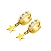 Popular Hoop Drop Gold Plated Silver Hoop Triangle Round Shaped Stainless Steel Earrings