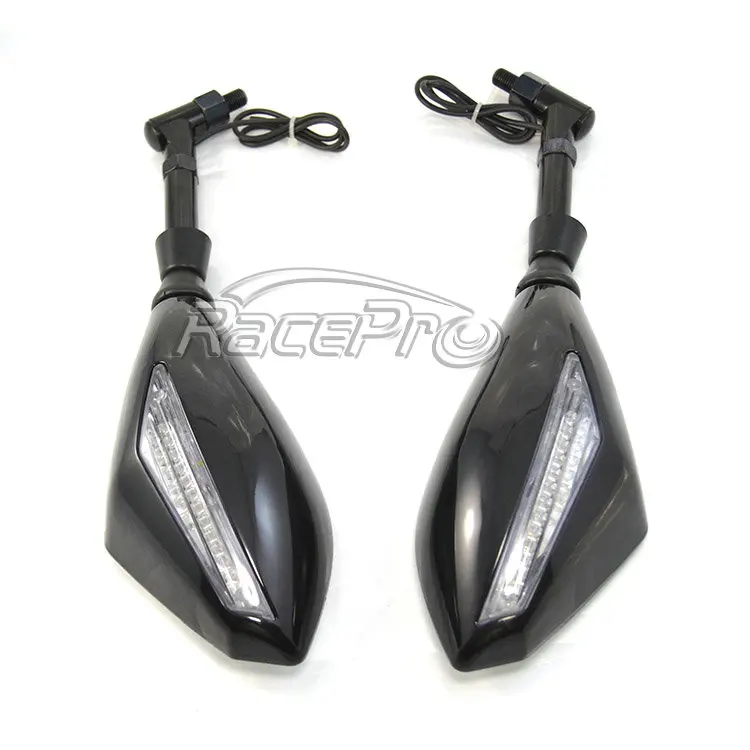 Universal Motorcycle Integrated LED Mirror with Turn Signal Light for Kawasaki Ninja 250 300